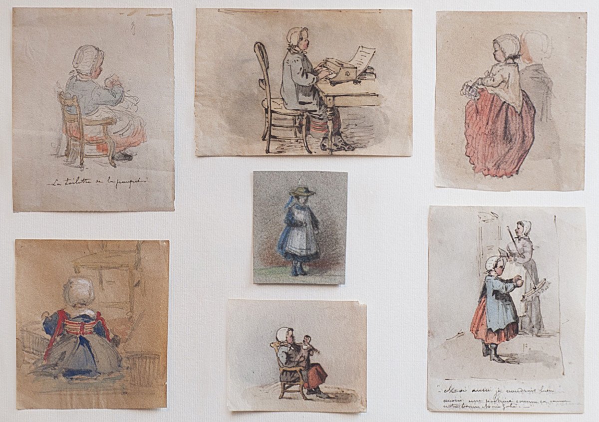 G. Henry (1838-1902), Deux planches de carnets de dessins : la fille de l'artiste, 1866-1869