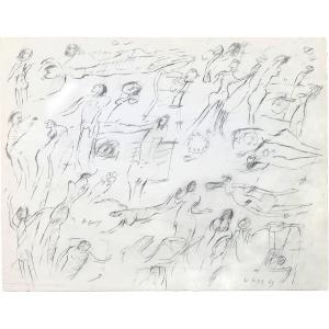 Jan Voss (1936-  ), Sans titre, dessin au crayon sur papier, signé et daté 1963