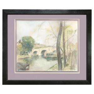 Héran-Chaban (1887-1939), Le Pont-Marie à Paris, aquarelle, 1933