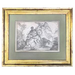 Marco Marcola (1740-1793), Sacrifice s'Isaac, dessin à plume et lavis d'encre