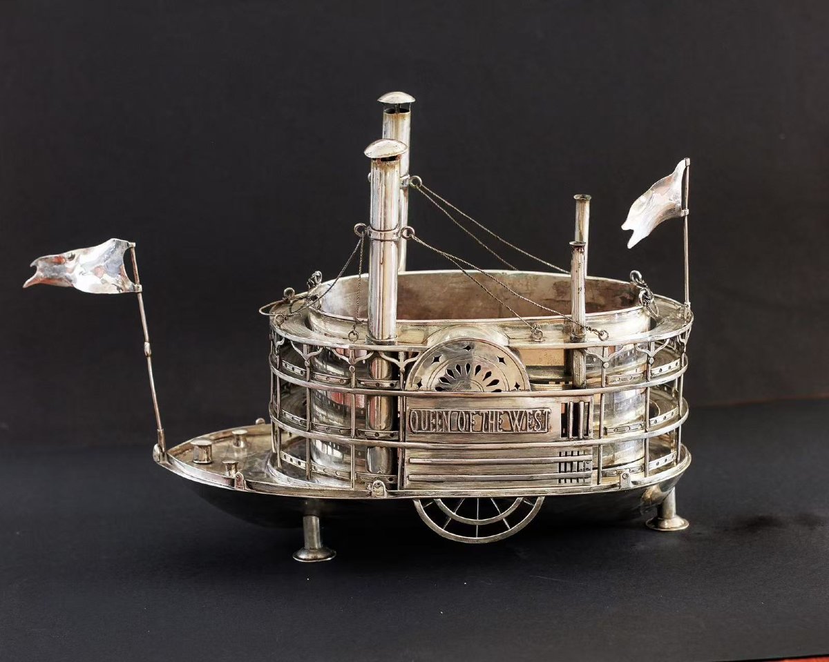 Seau à champagne - Argent - « Reine de l'Ouest » - Sans poinçon, testé pour l'argent-photo-3