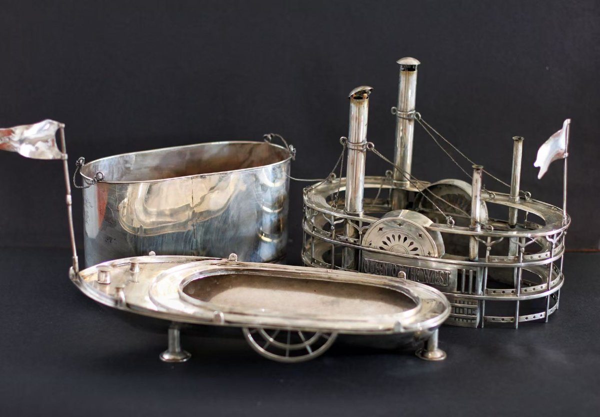 Seau à champagne - Argent - « Reine de l'Ouest » - Sans poinçon, testé pour l'argent-photo-4