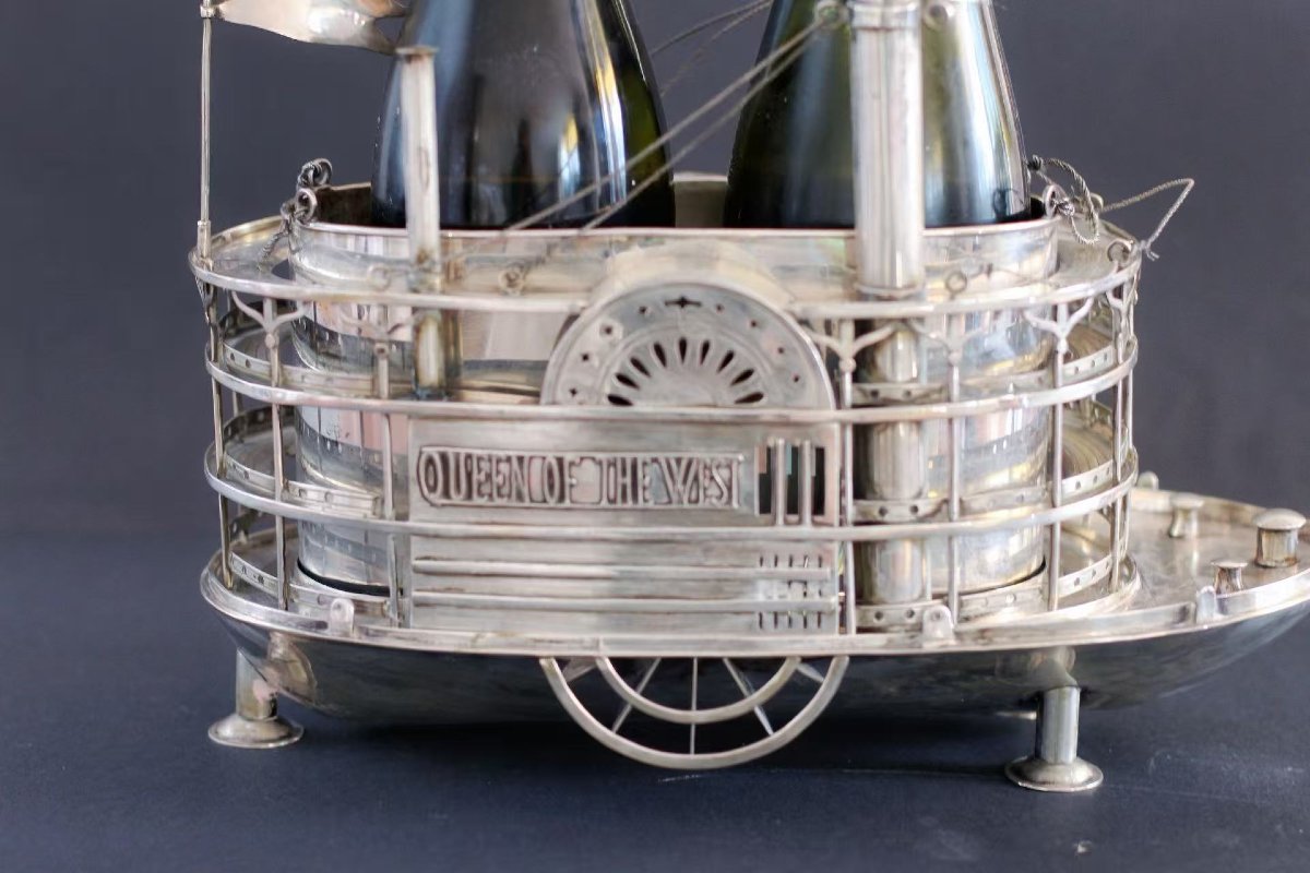 Seau à champagne - Argent - « Reine de l'Ouest » - Sans poinçon, testé pour l'argent-photo-4