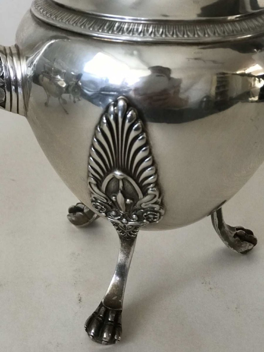 Service à café français en argent massif du XIXe siècle – Style Empire – Puiforcat & Christofle-photo-2