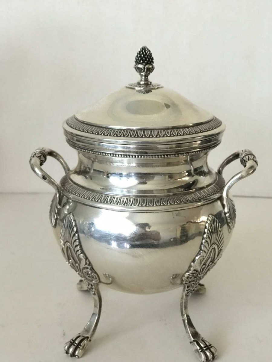 Service à café français en argent massif du XIXe siècle – Style Empire – Puiforcat & Christofle-photo-4