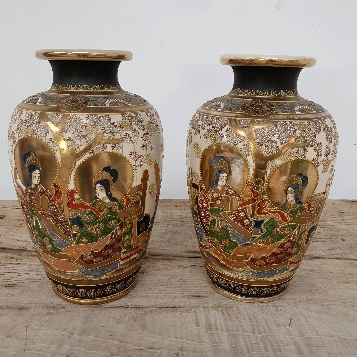 Pair Of Japanese Ceramic Vases-photo-1