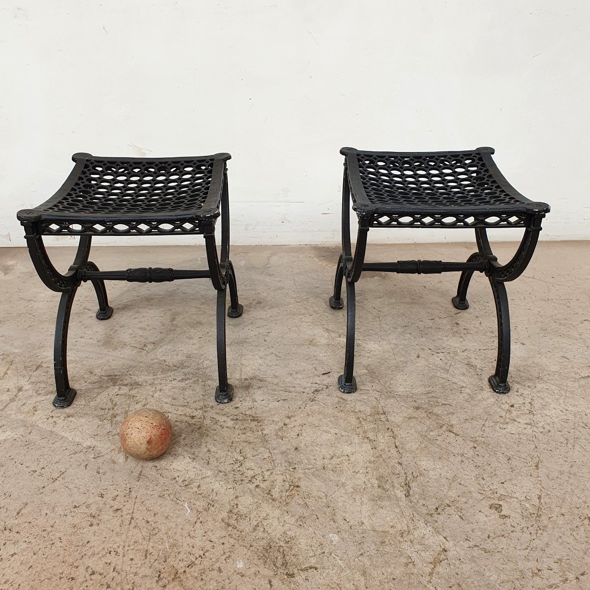 Pair Of Cast Iron Stools-photo-4