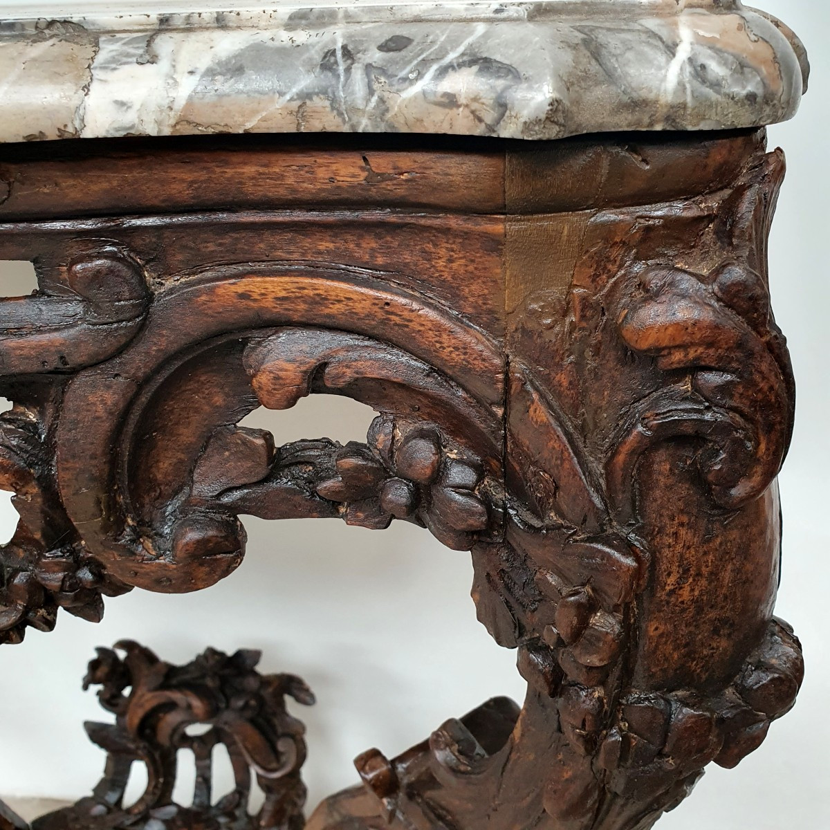 Louis 15 Period Natural Wood Console Table-photo-2