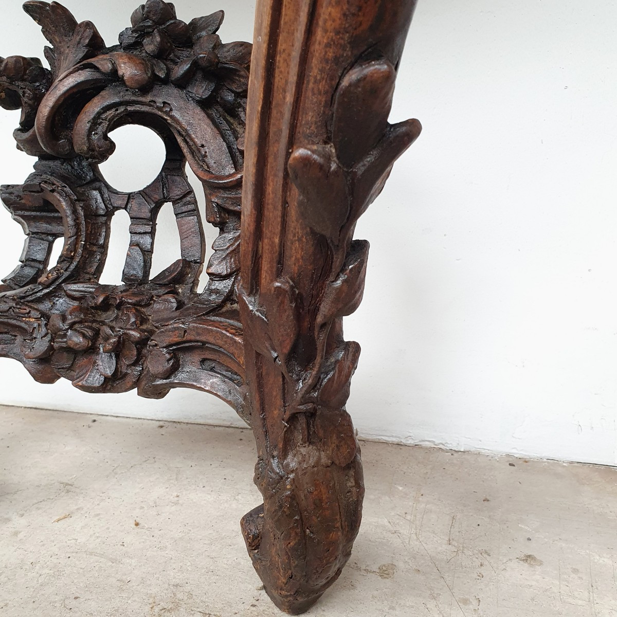 Louis 15 Period Natural Wood Console Table-photo-4