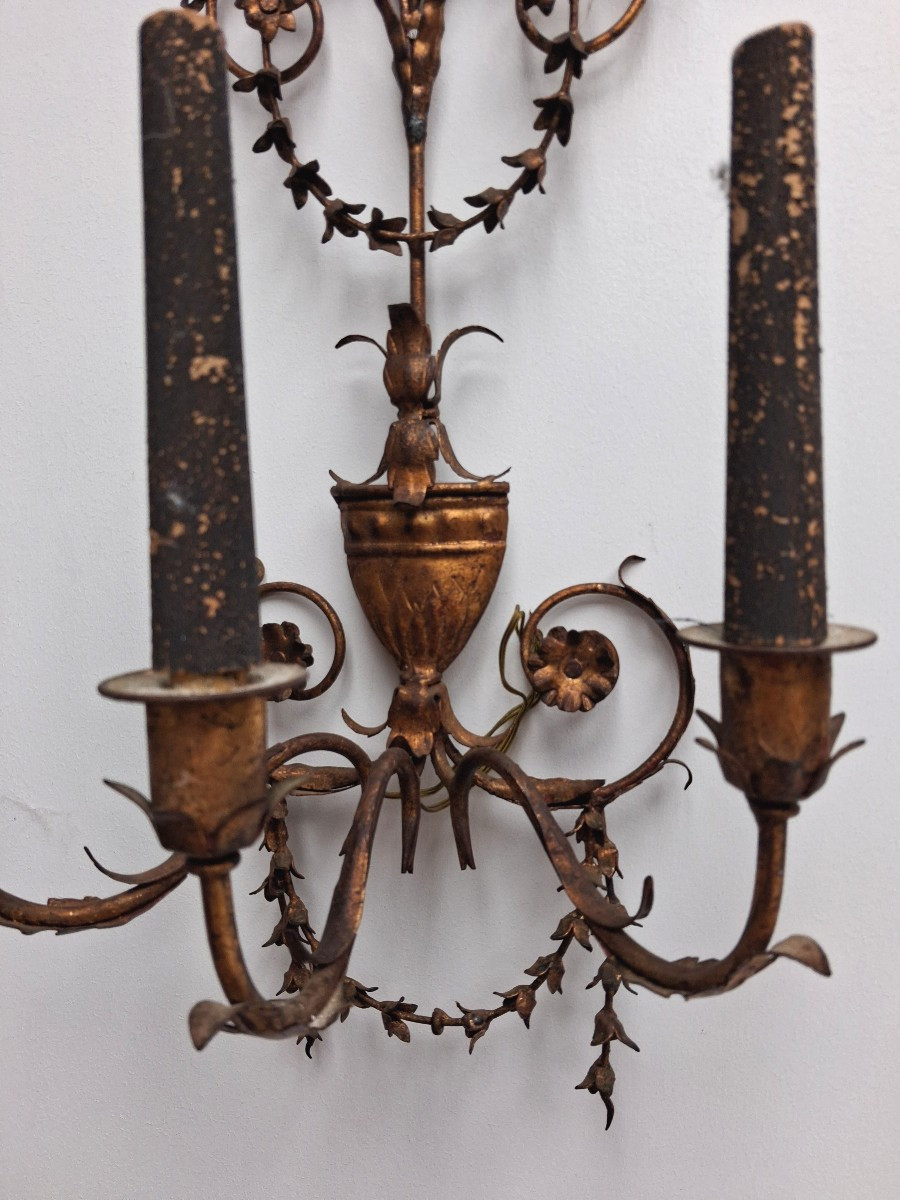 Paire d appliques en métal doré st L16-photo-3