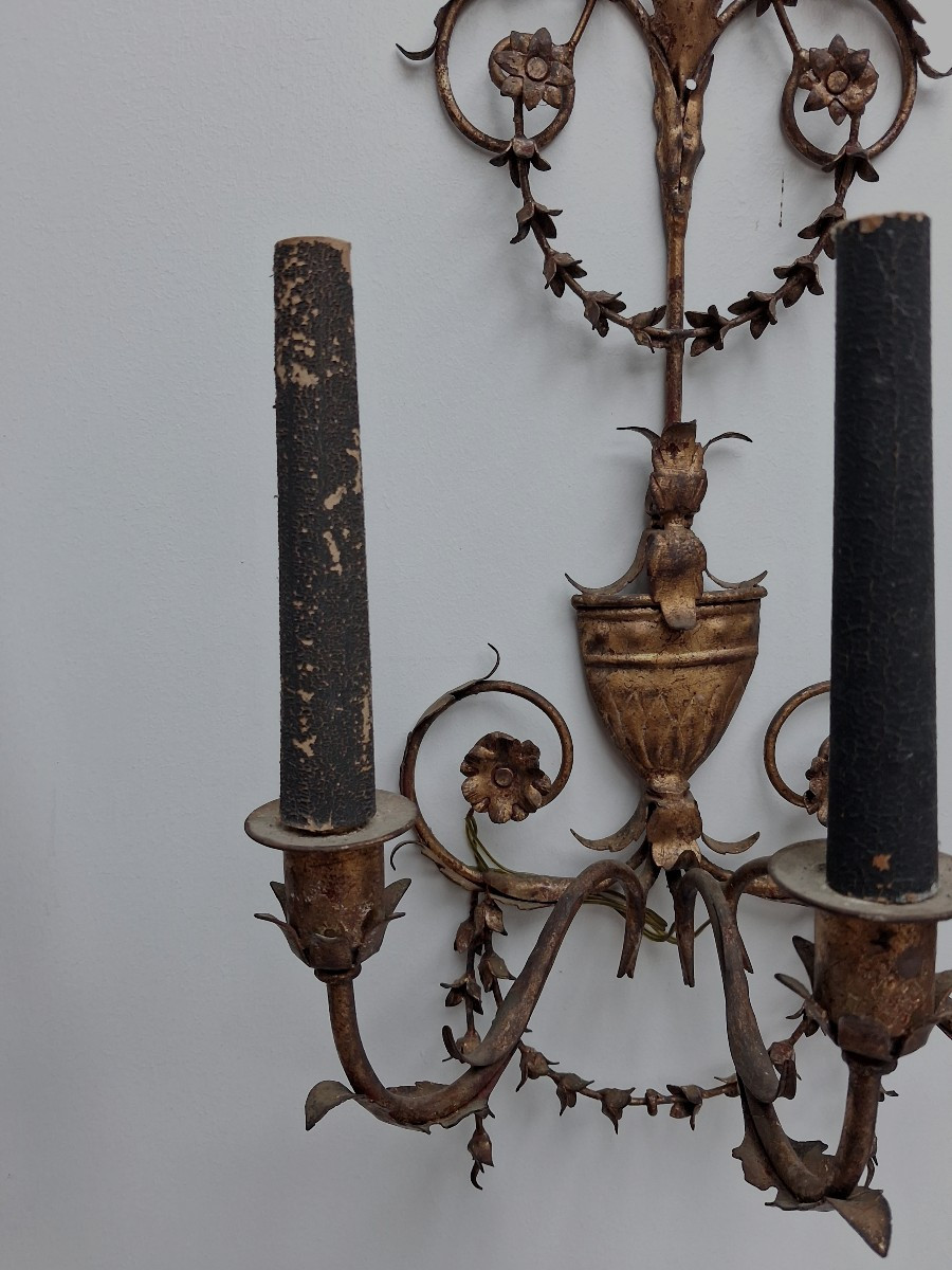 Paire d appliques en métal doré st L16-photo-3