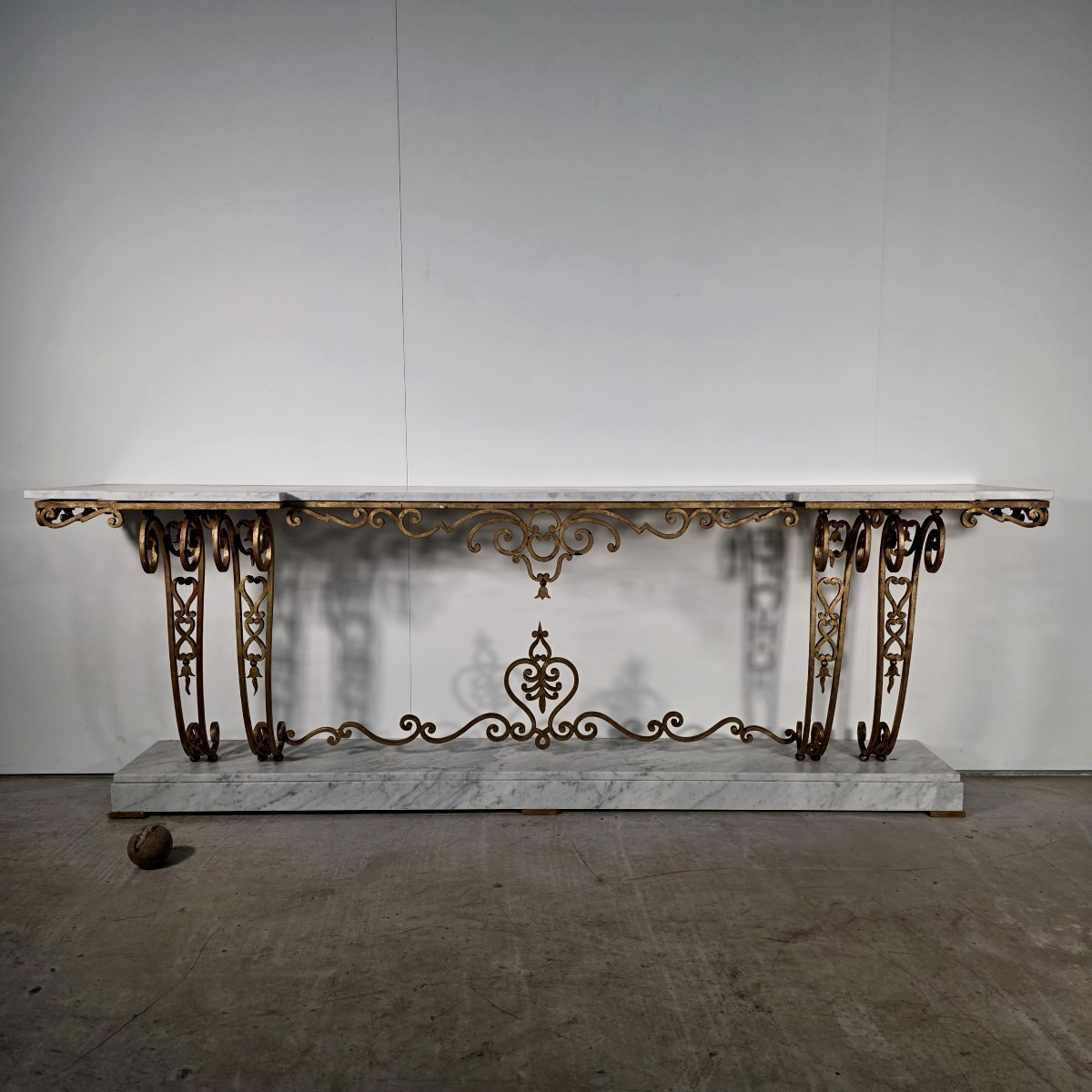 Important Louis XVI Style Gilt Metal Console