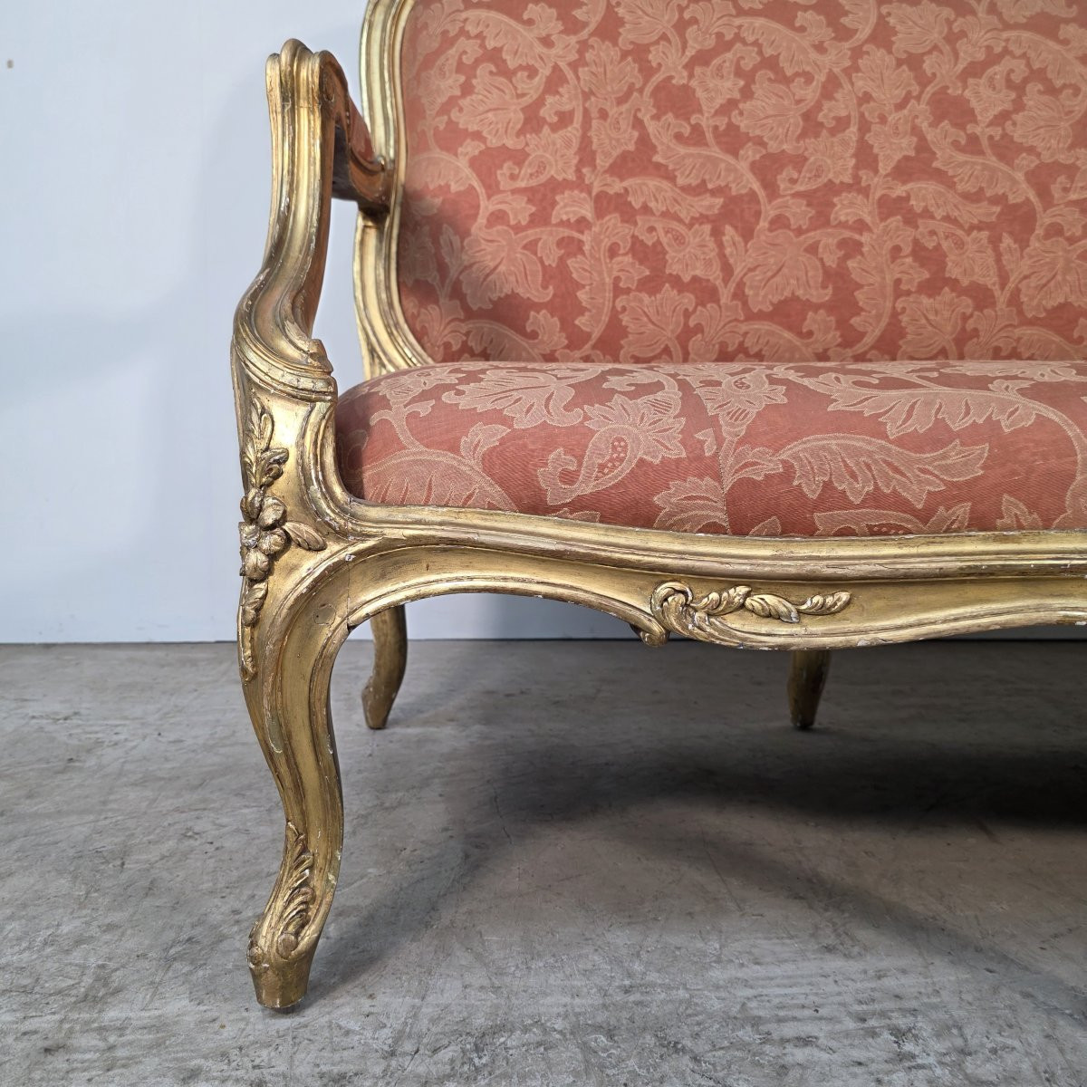 Grand canapé doré d'époque Napoléon III de style Louis XV -photo-3