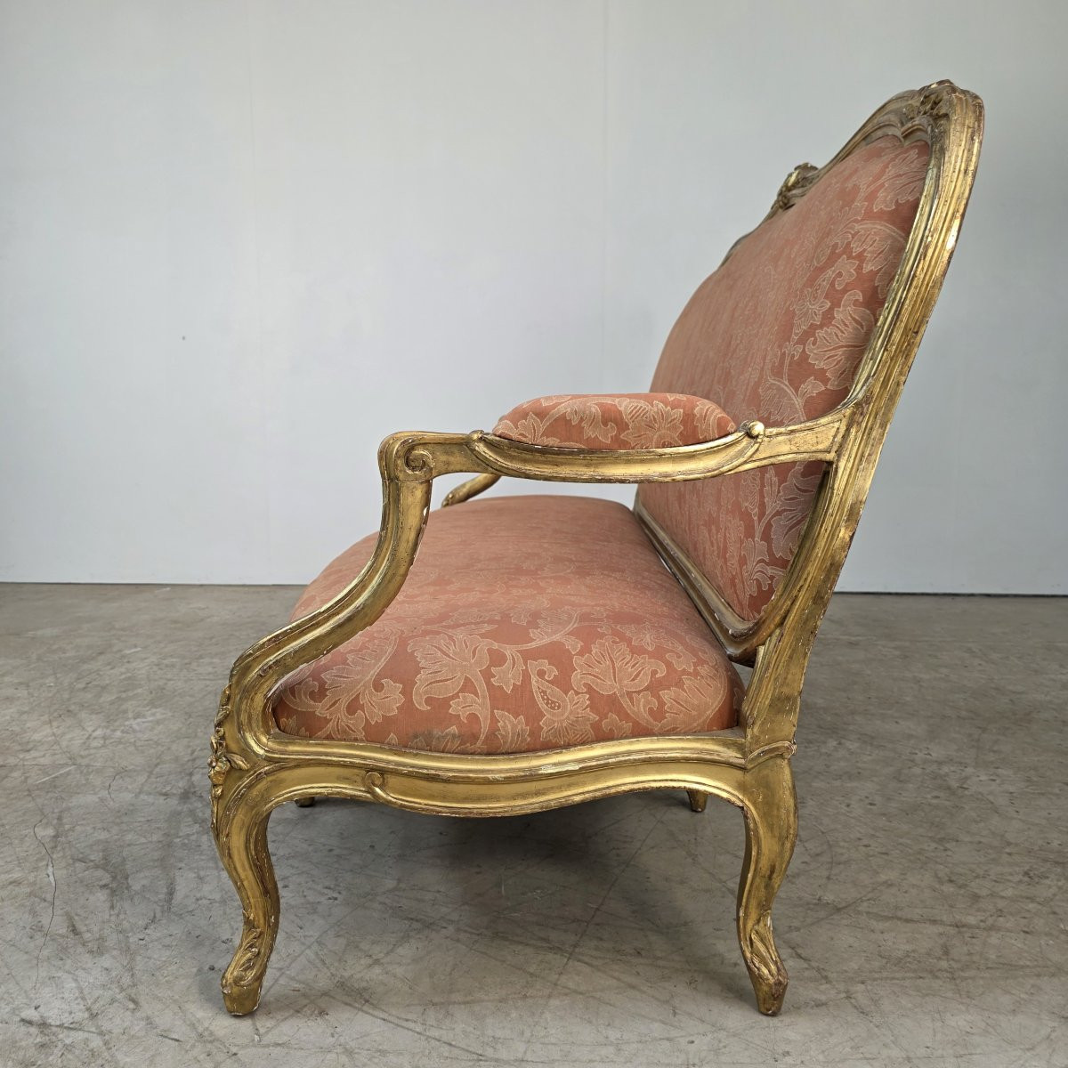 Grand canapé doré d'époque Napoléon III de style Louis XV -photo-3