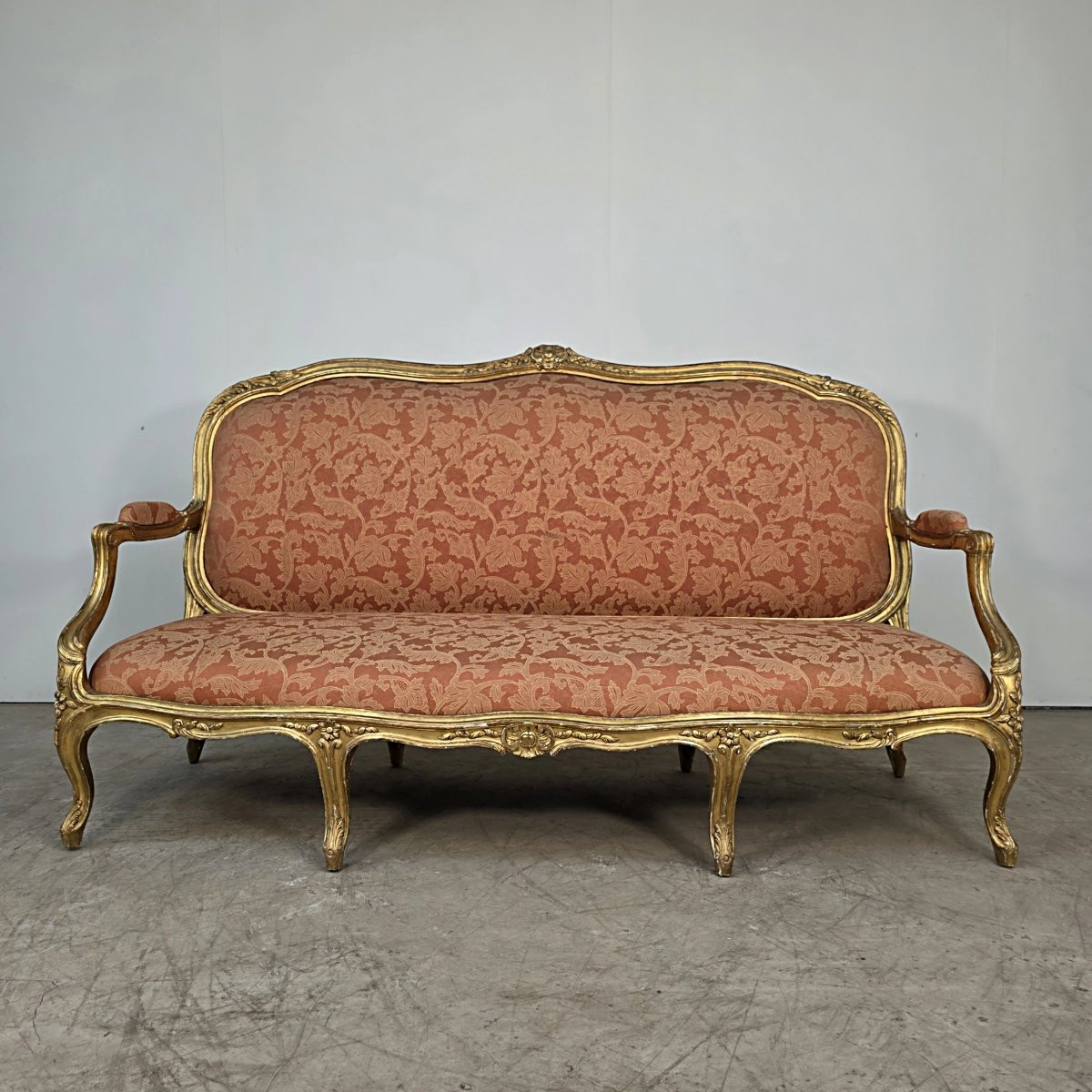 Grand canapé doré d'époque Napoléon III de style Louis XV -photo-4