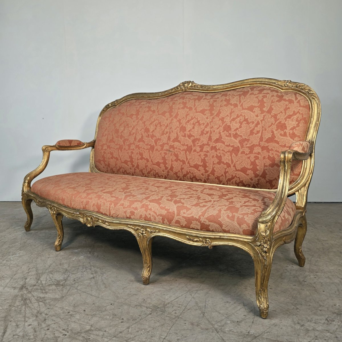 Grand canapé doré d'époque Napoléon III de style Louis XV -photo-6