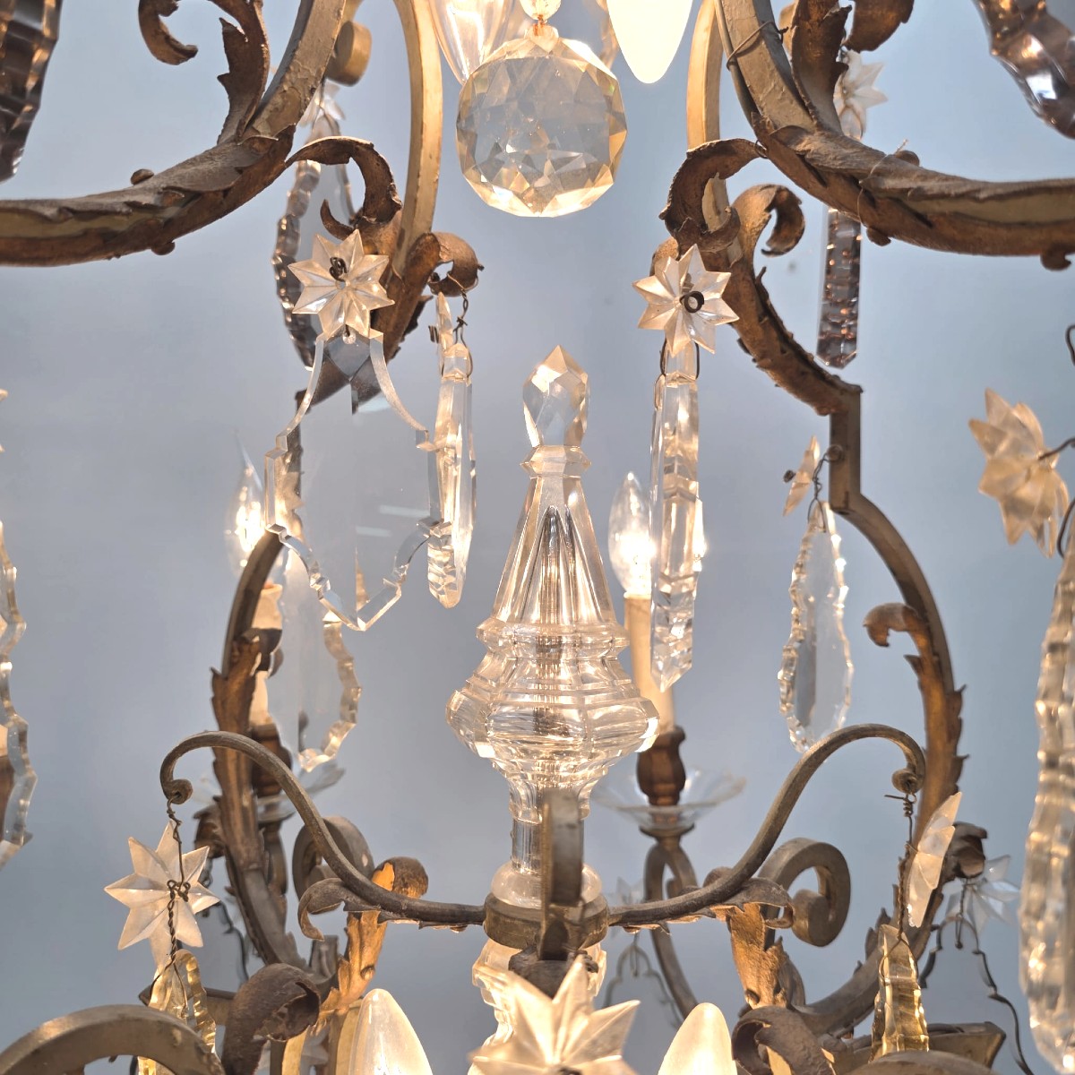 Grand lustre cage à pampilles-photo-2