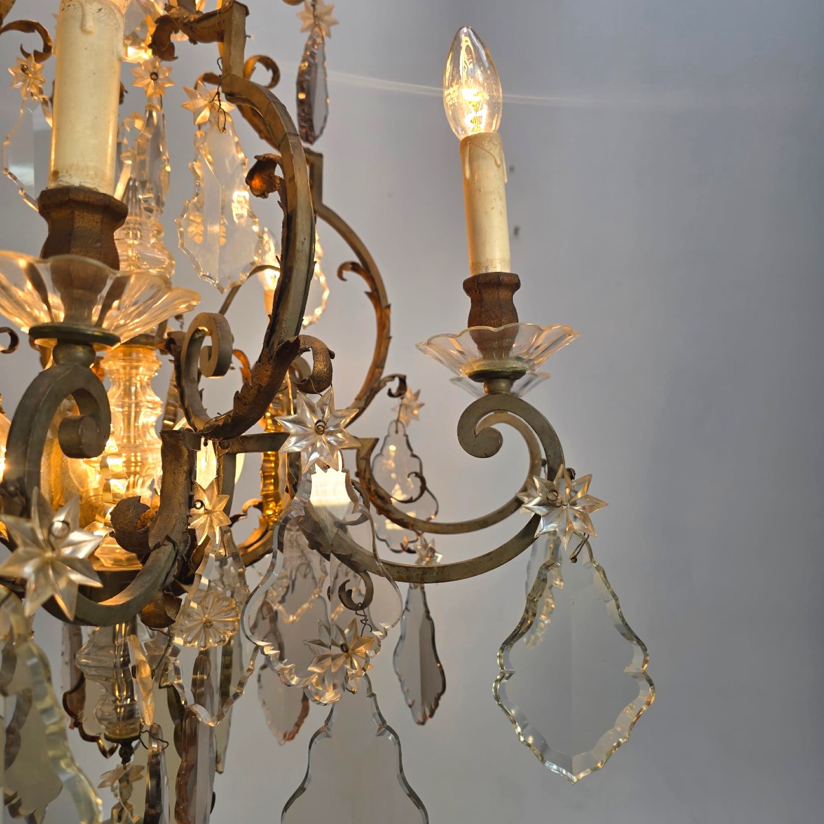 Grand lustre cage à pampilles-photo-3