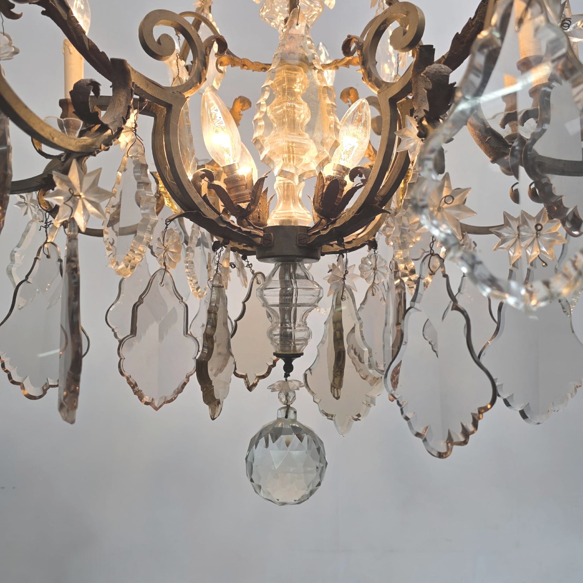 Grand lustre cage à pampilles-photo-5