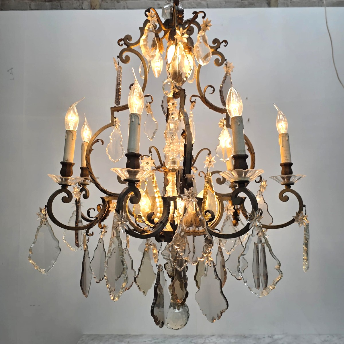 Grand lustre cage à pampilles-photo-6