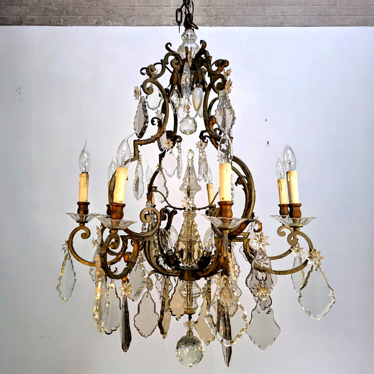 Grand lustre cage à pampilles