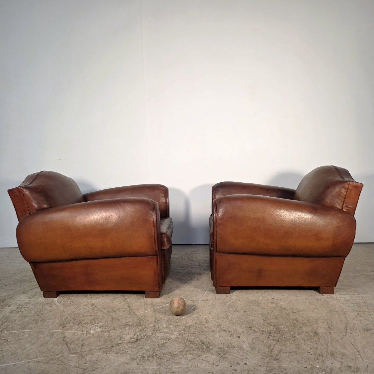 Pair Of Leather Club Chairs-photo-2