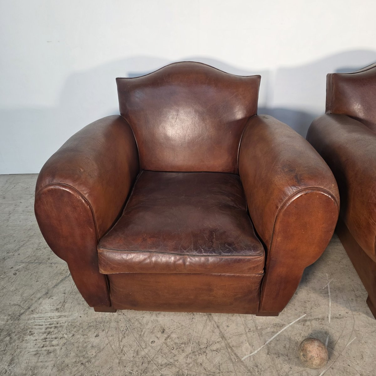 Pair Of Leather Club Chairs-photo-6