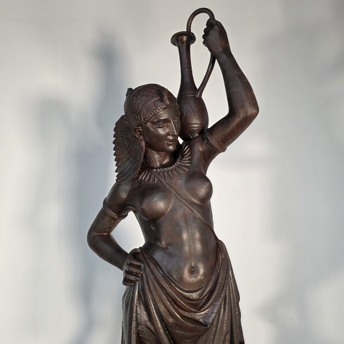 Pair Of 19th-century Cast Iron Statues Depicting A Nubian Couple-photo-3