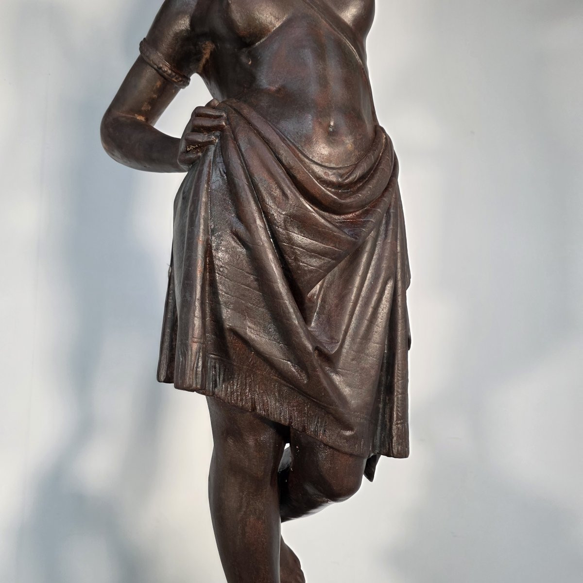 Pair Of 19th-century Cast Iron Statues Depicting A Nubian Couple-photo-3