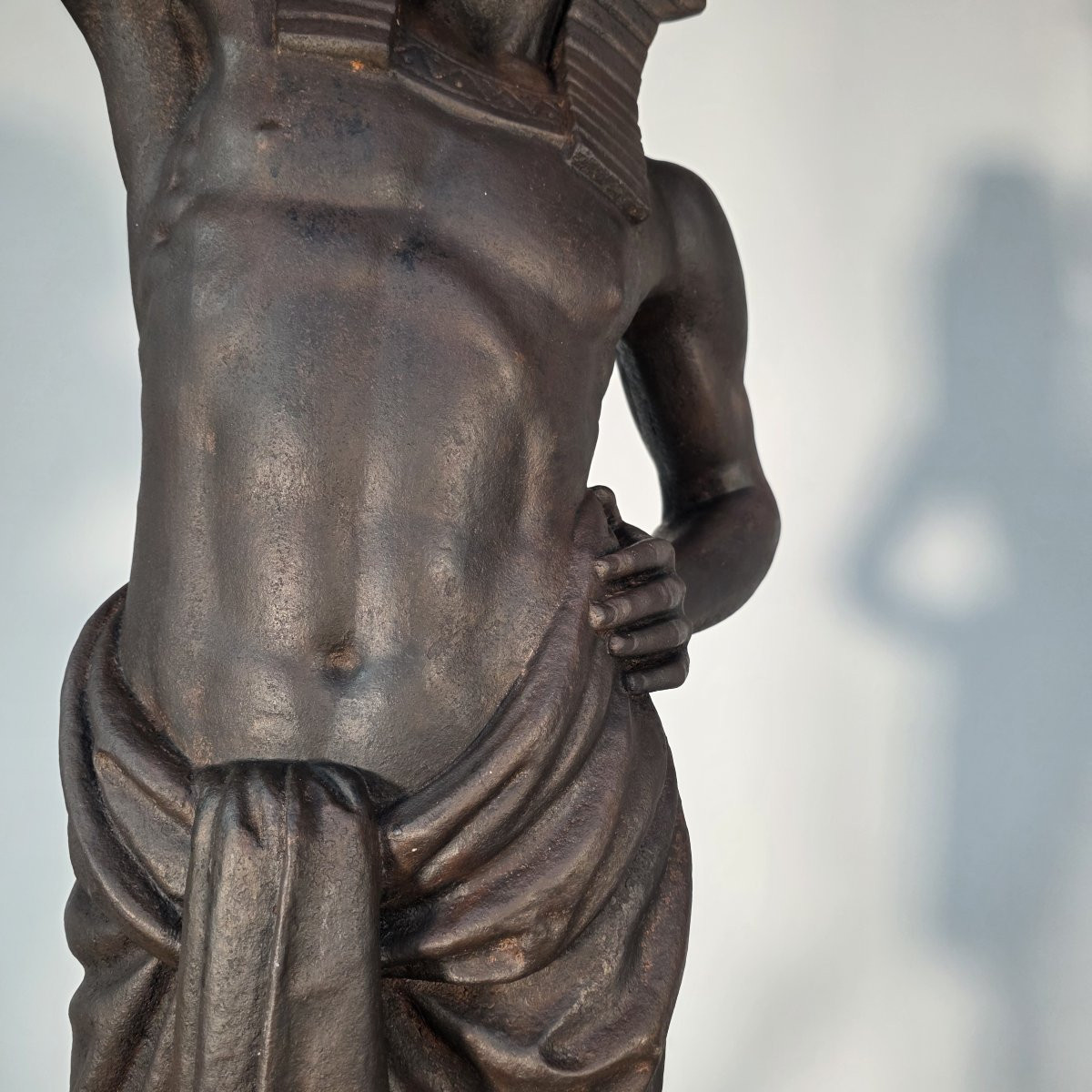 Pair Of 19th-century Cast Iron Statues Depicting A Nubian Couple-photo-6