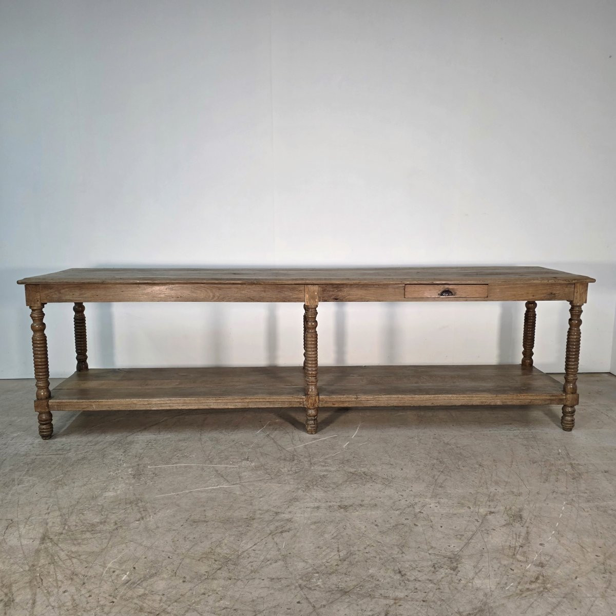 19th Century Oak Draper's Table With 6 Ringed Legs-photo-3