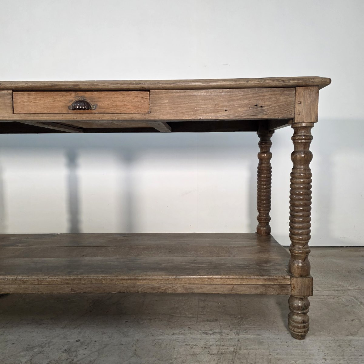 19th Century Oak Draper's Table With 6 Ringed Legs-photo-2