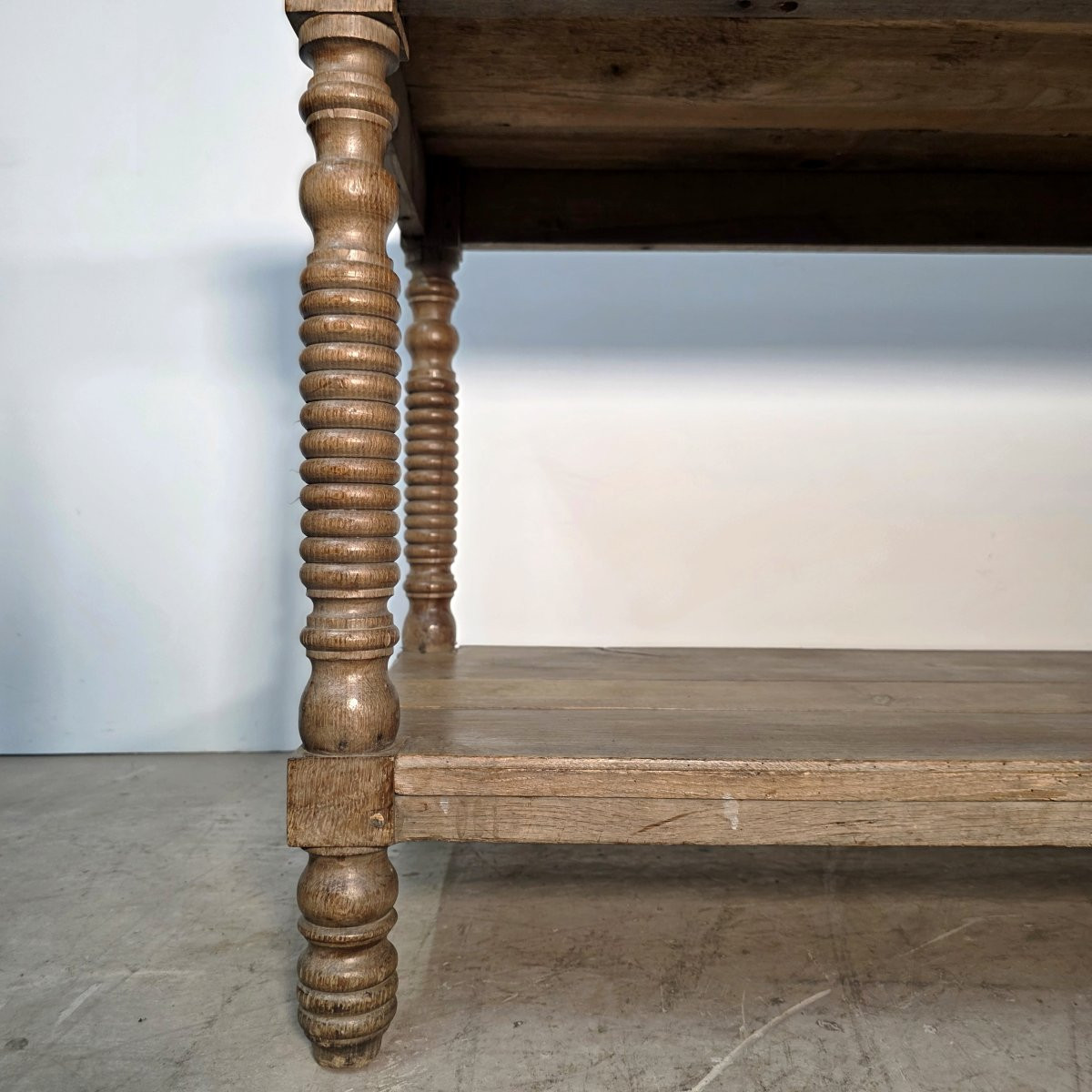 19th Century Oak Draper's Table With 6 Ringed Legs-photo-6