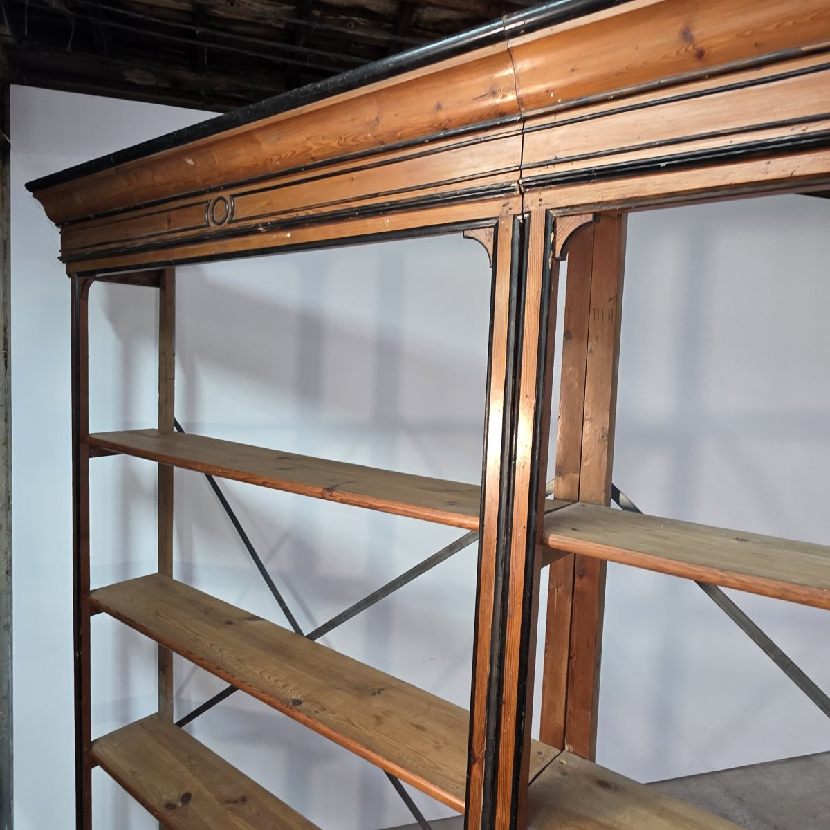 Exceptional Napoleon III Period Shop Shelf In Pine-photo-2