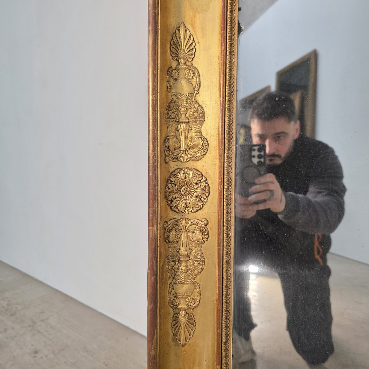 Large Gilded Mirror From The Empire Period -photo-2