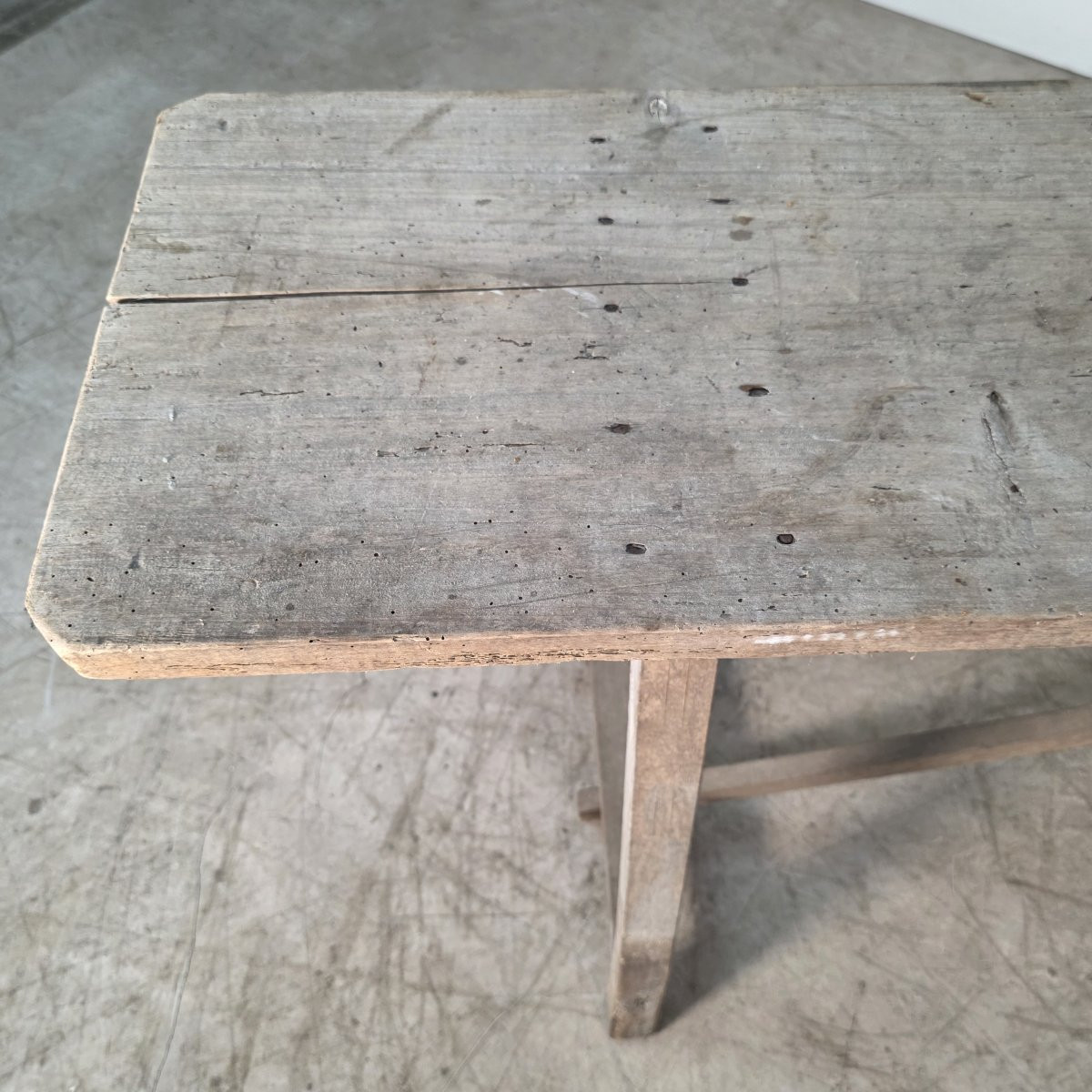 Whitewashed Wooden Console Table, Circa 1900 -photo-1