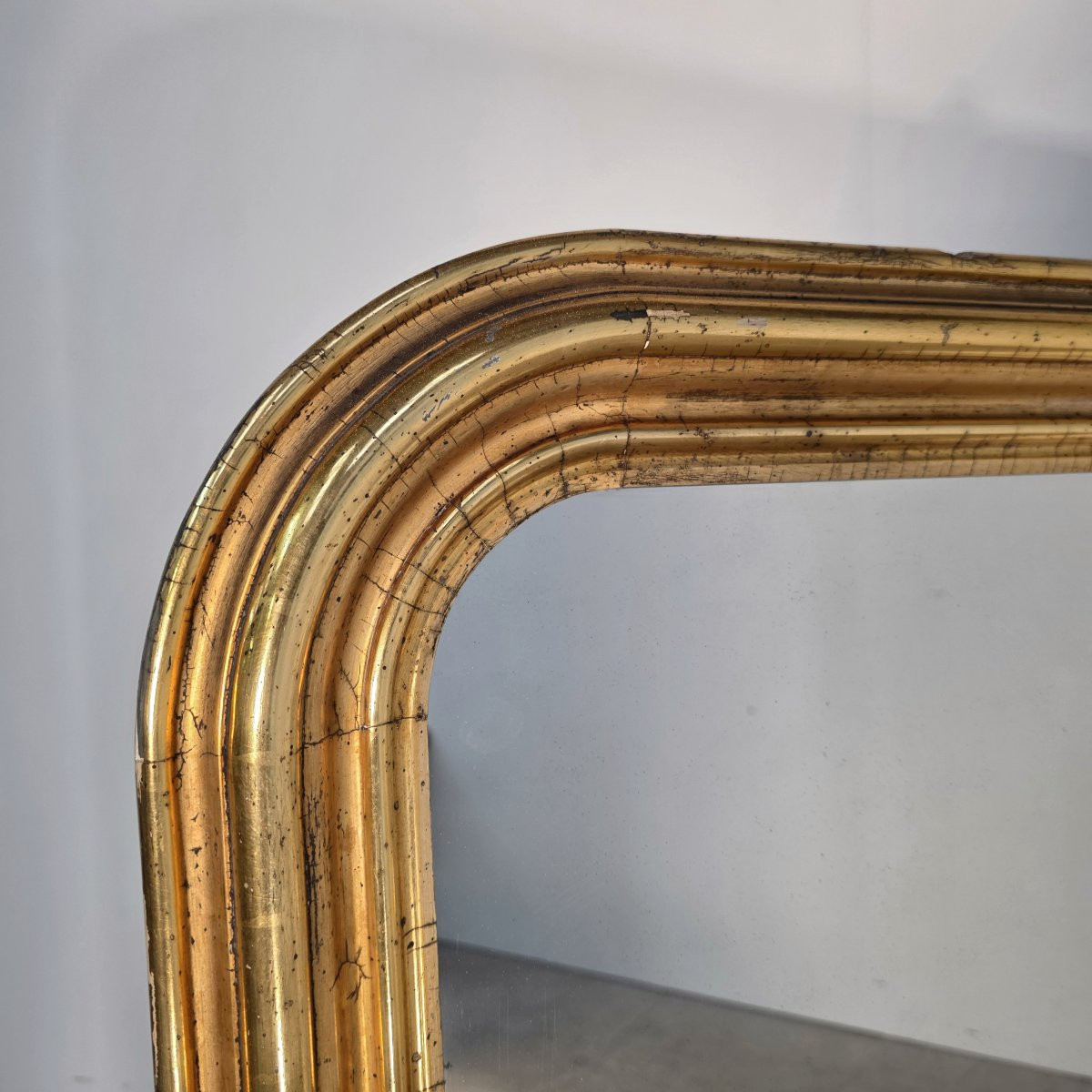 Miroir milieu 19ème doré à la feuille-photo-4