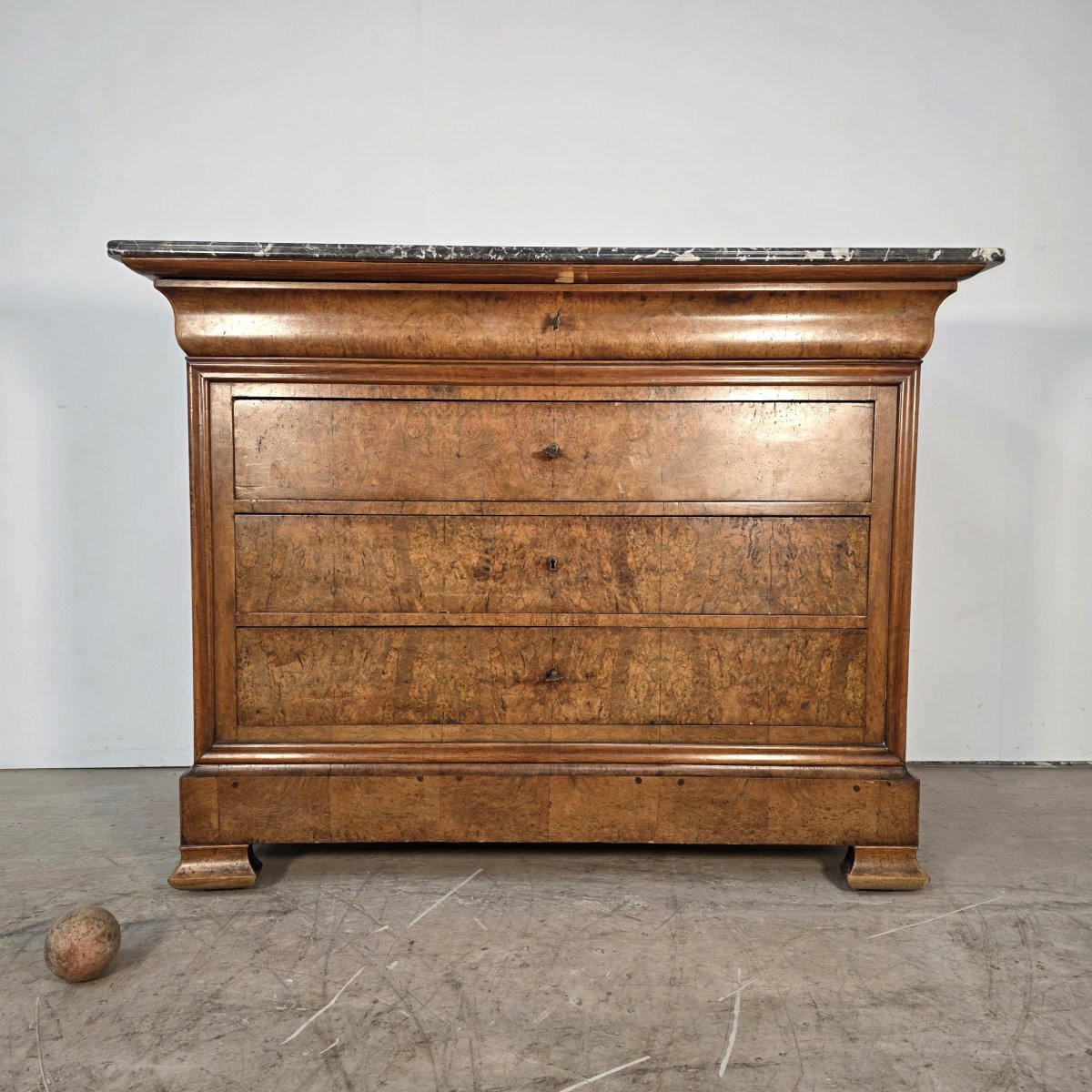 Commode 19ème en ronce de noyer-photo-3