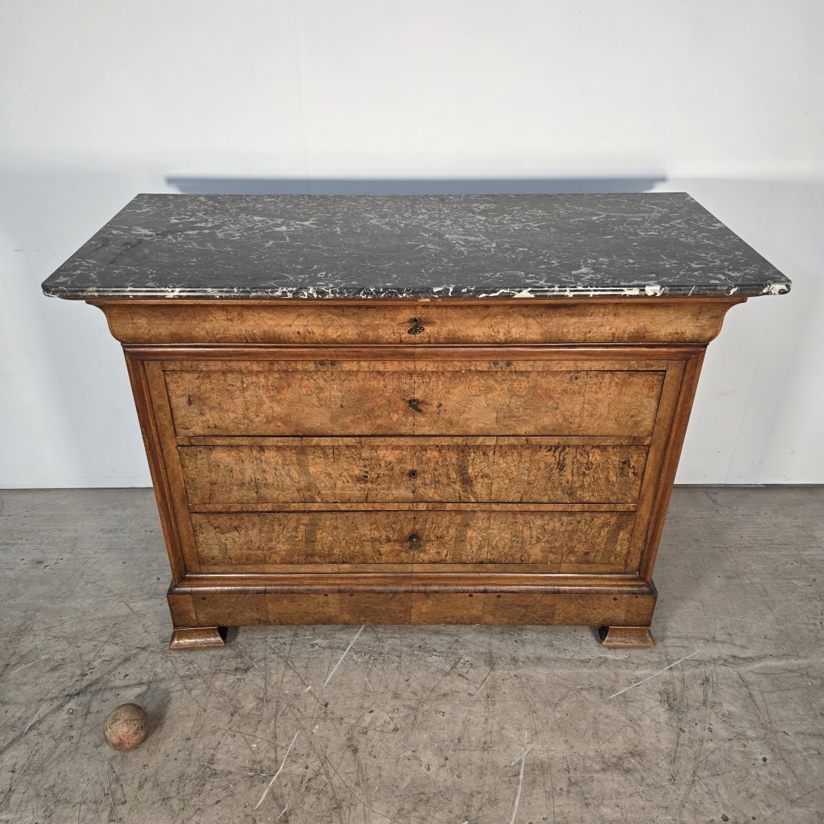 Commode 19ème en ronce de noyer-photo-6