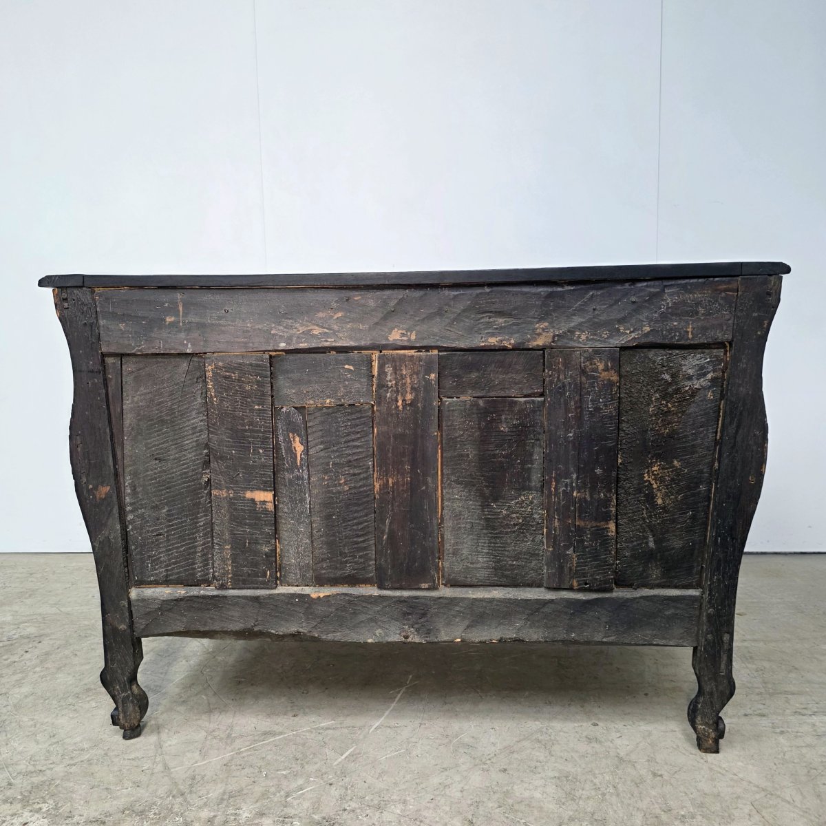 Curved Chest Of Drawers, Known As A "tombau," From The Louis XV Period, Finished In Black Lacquer-photo-6