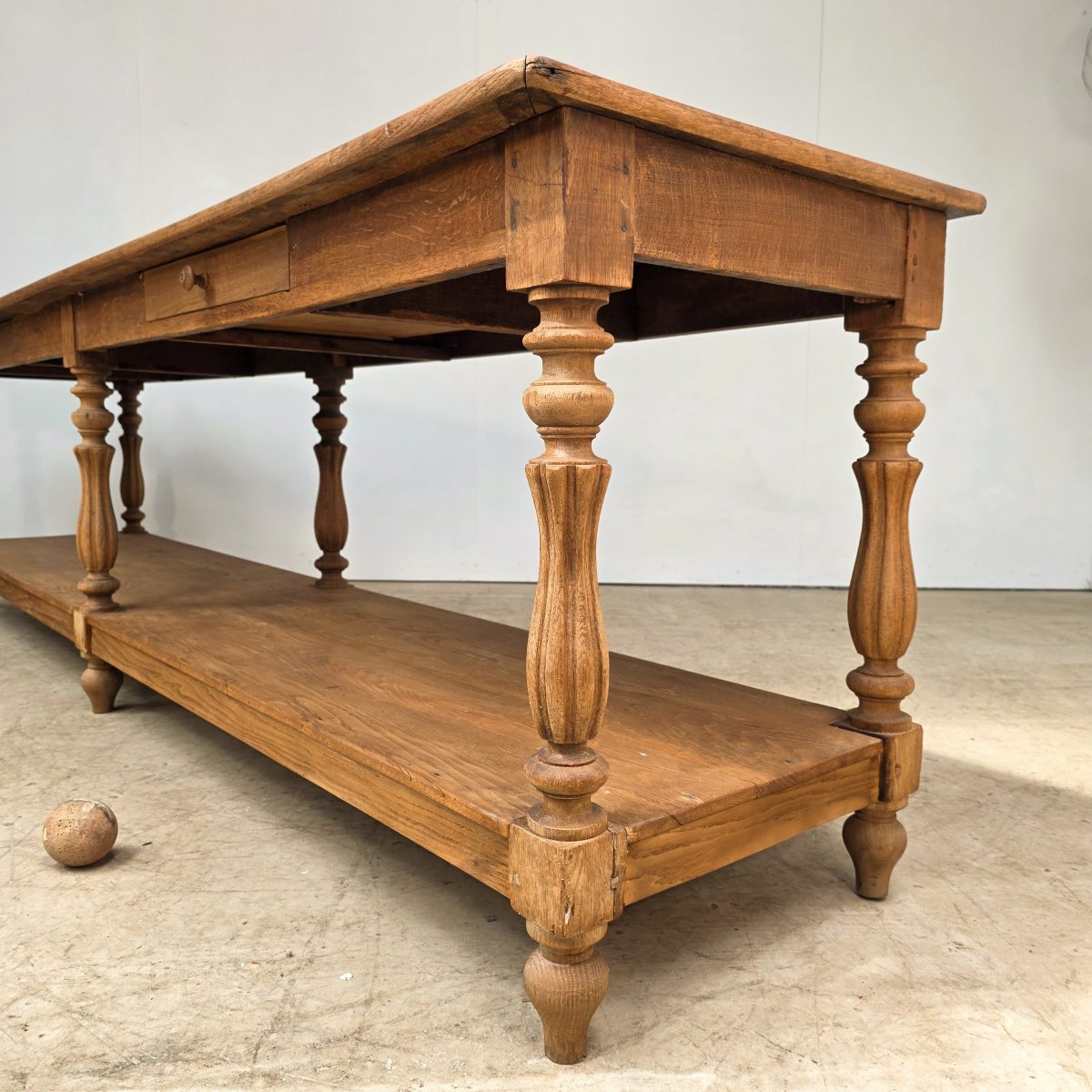Large 19th-century Oak Draper's Table With 6 Legs-photo-3