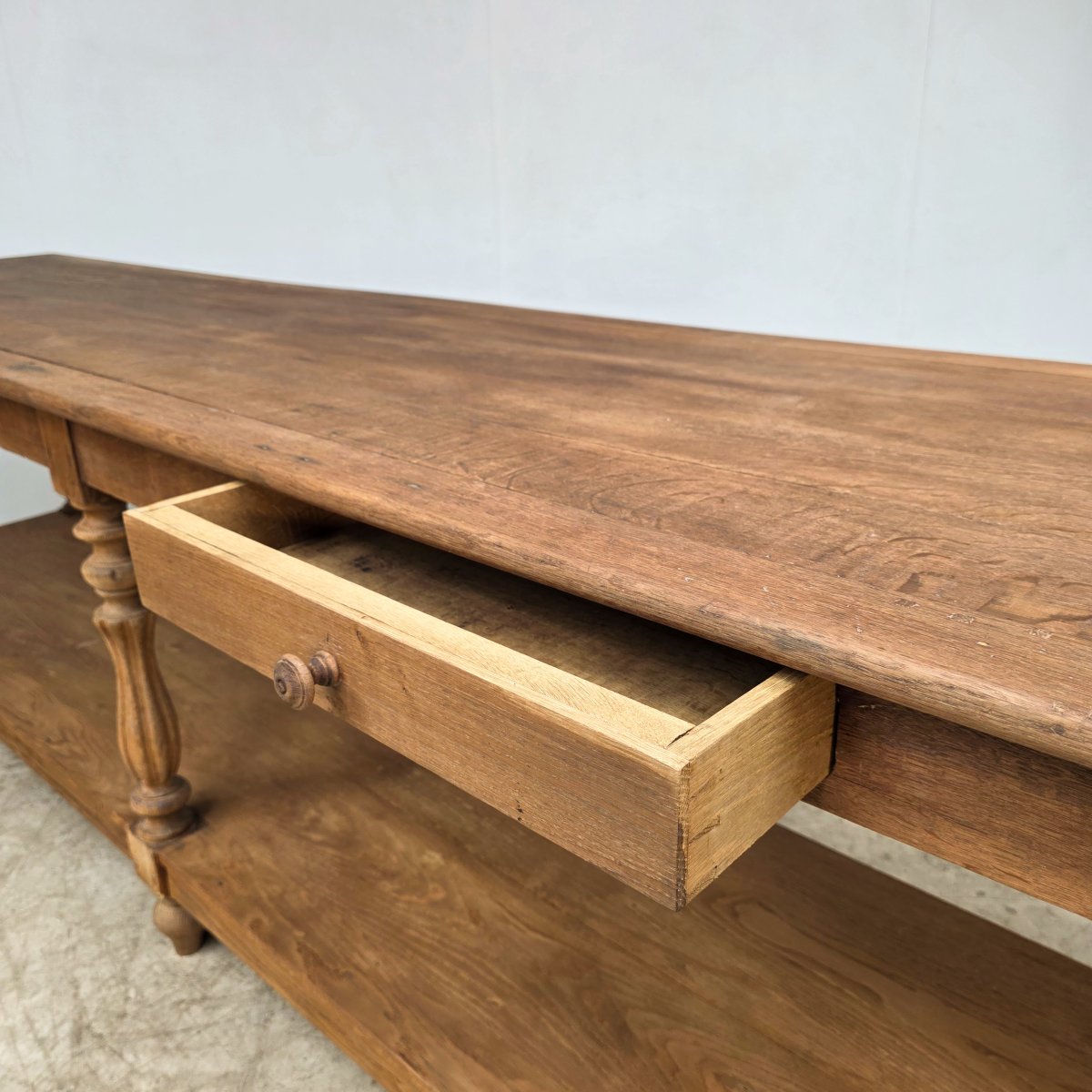 Large 19th-century Oak Draper's Table With 6 Legs-photo-3