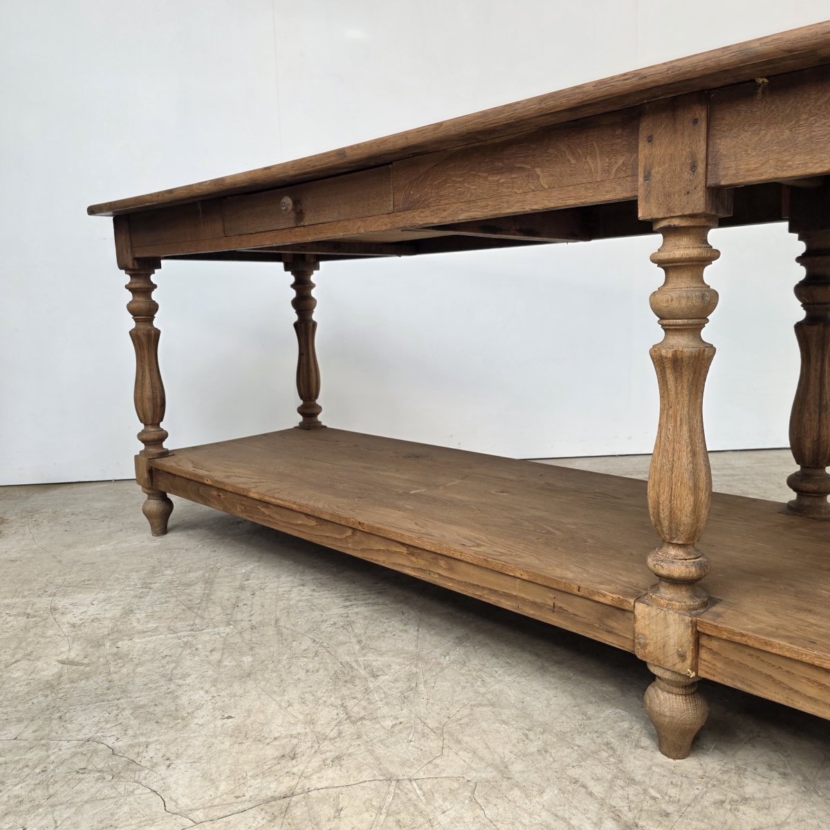 Large 19th-century Oak Draper's Table With 6 Legs-photo-5