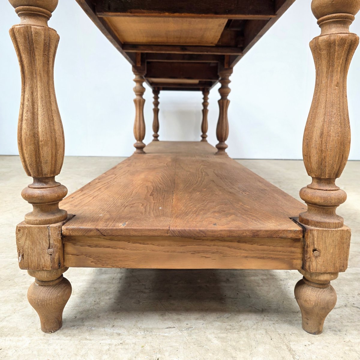 Large 19th-century Oak Draper's Table With 6 Legs-photo-6