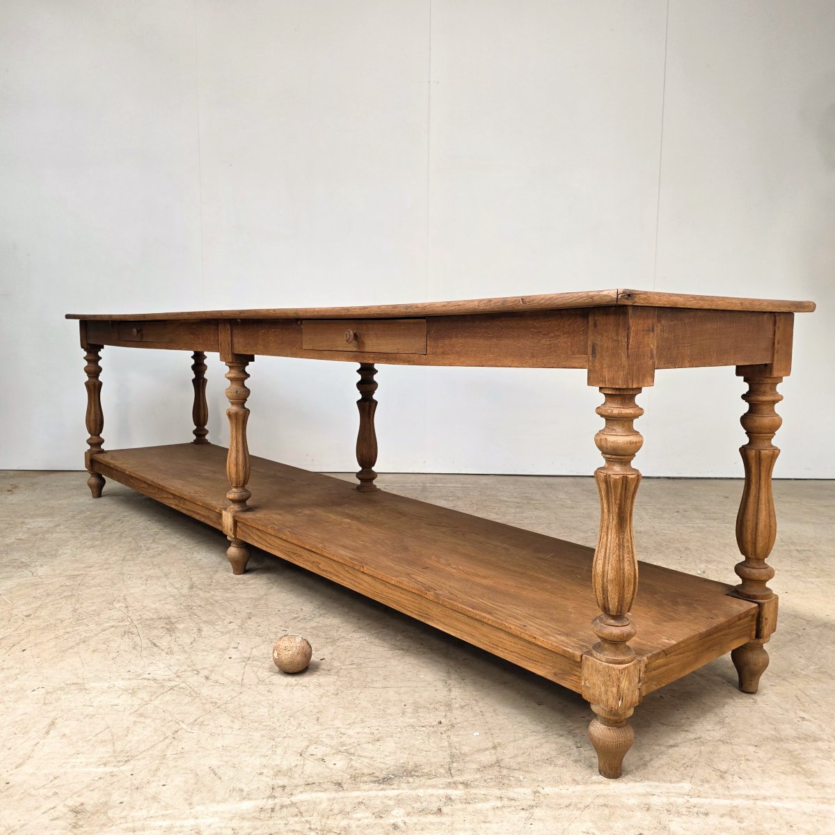 Large 19th-century Oak Draper's Table With 6 Legs-photo-8