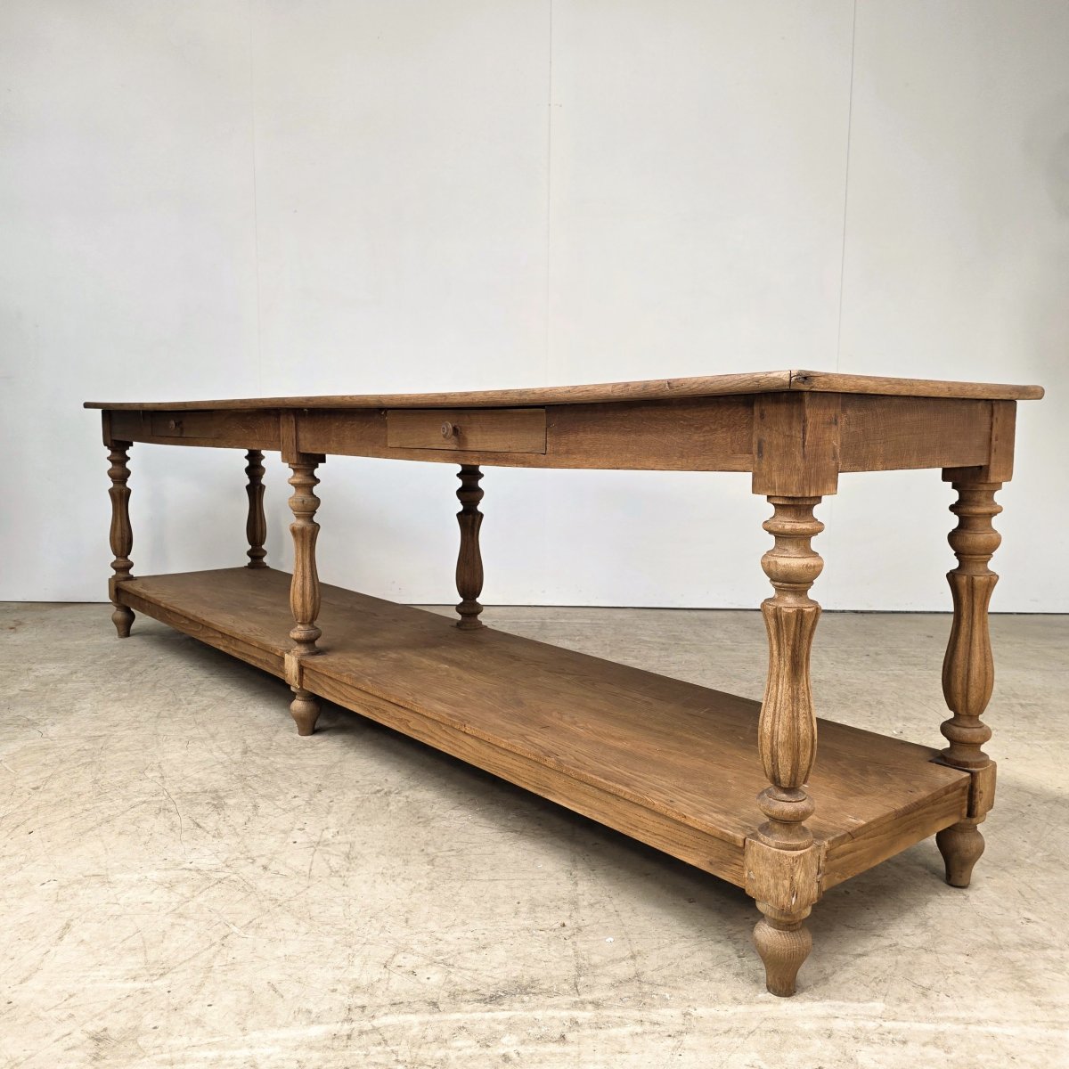 Large 19th-century Oak Draper's Table With 6 Legs