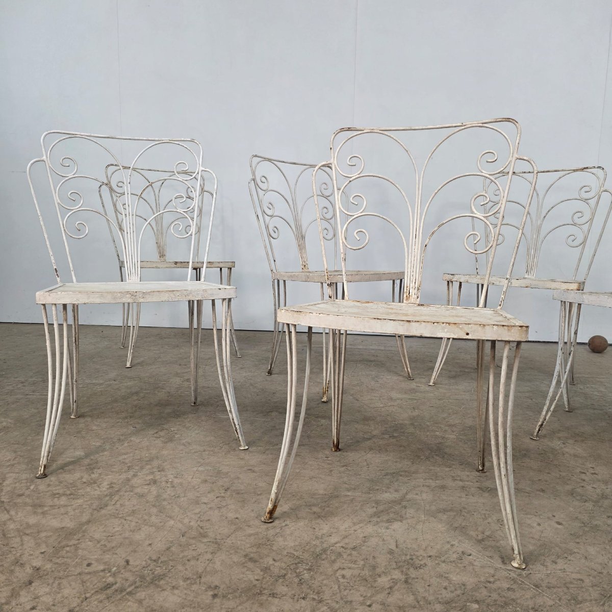 6 chaises de jardin en métal 1950-photo-2