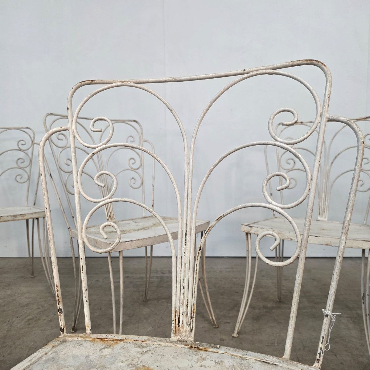 6 chaises de jardin en métal 1950-photo-7
