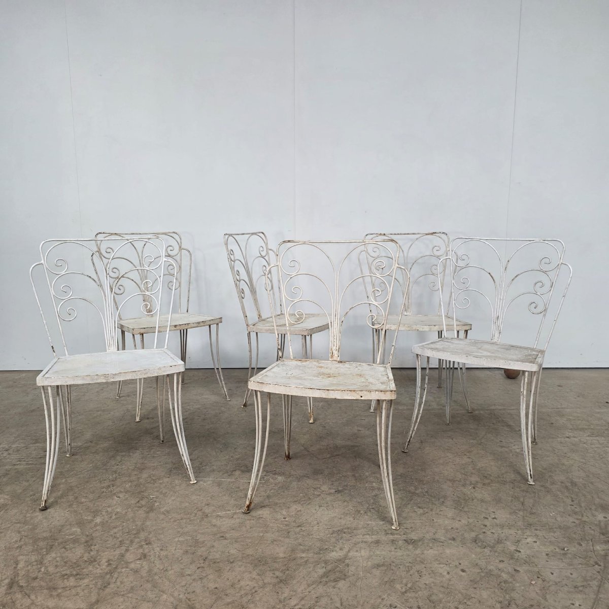 6 chaises de jardin en métal 1950