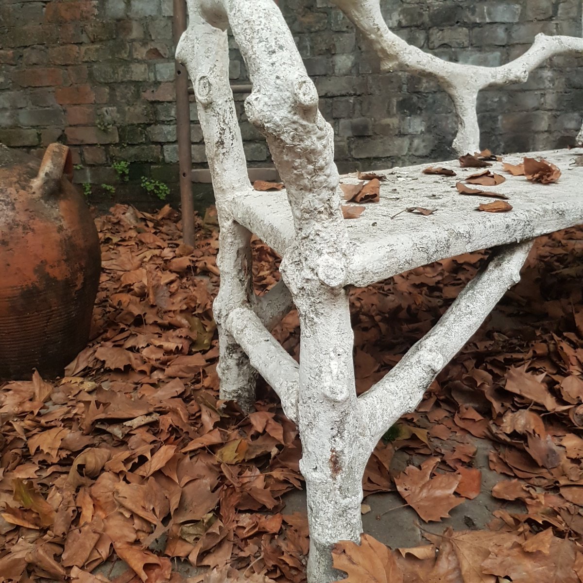 Banc de jardin 1900 faux bois-photo-3